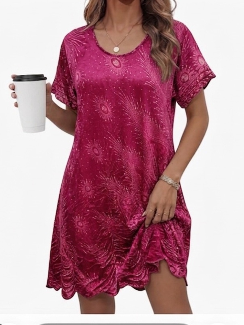 Coco Beach Short Sleeve Fuchsia Casual Roomy Dress